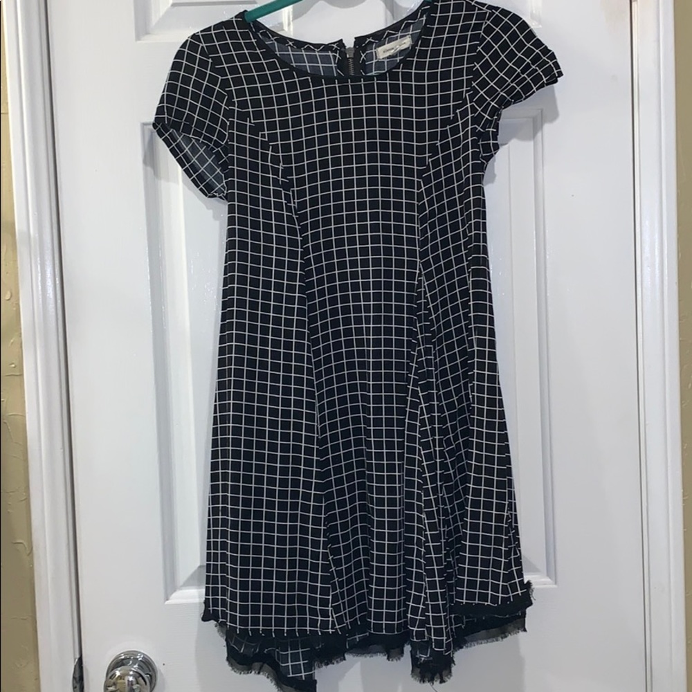 SILENCE + NOISE BLACK CHECKER DRESS